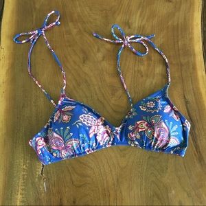 J. Crew Blue Paisley Size Large French Bikini Top